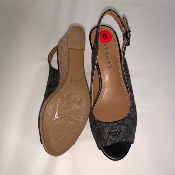 COACH Ferry Logo Wedge Sandals Sz.6 NWT - Picture 5 of 5
